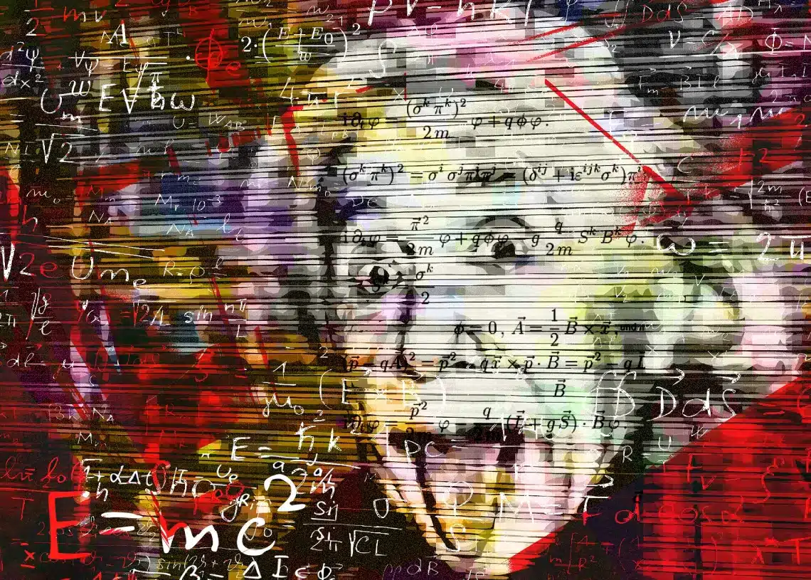 McGregors X og Y Teori - her afbilledet som Albert Einstein som rækker tunge. Mosaik.