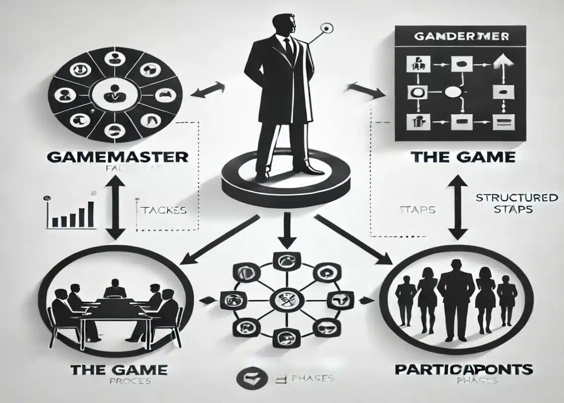 gamemaster modellen i sort hvid skitseform