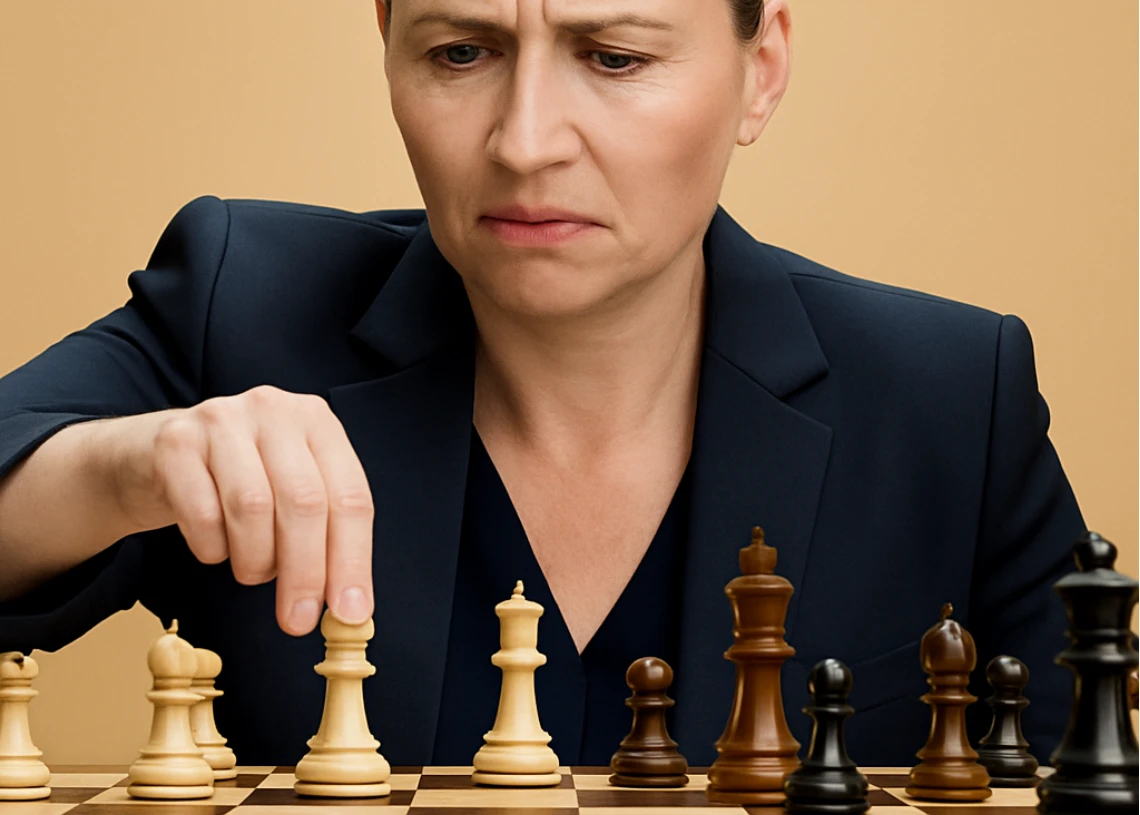 mette frederiksen spiller skak mod sig selv